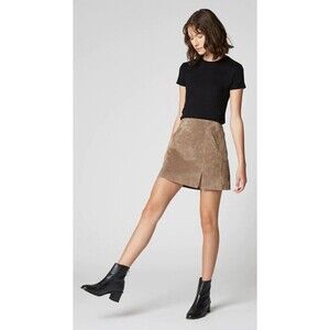 Blank NYC Leather Suede Brown Classic Modern Mini Skirt 26 NWT Boho Western